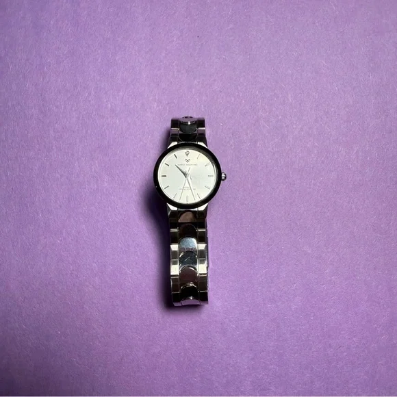 Mario Valentino Silver Dial Watch with Black Trim